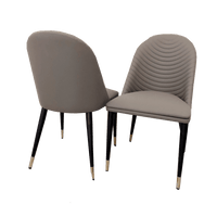 Alba Premium Leather Dining Chair - Compact Ribbed Design with Gold-Tipped Scandinavian Legs - UK Luxury Furniture