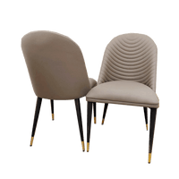 Alba Premium Leather Dining Chair - Compact Ribbed Design with Gold-Tipped Scandinavian Legs - UK Luxury Furniture