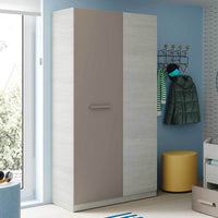 Almiron White & Grey Ash 2-Door Wardrobe: Stylish Storage Solution for Modern Homes - UK Luxury Furniture