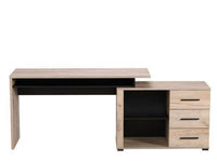 Amag Oak and Black Large Corner Desk with Drawers for Home Office - UK Luxury Furniture
