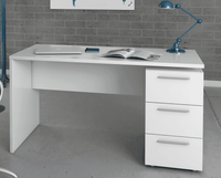 Amur Arctic White Computer Office Desk: Modern Design, Three Smooth Glide Drawers - UK Luxury Furniture