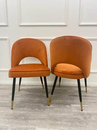 Astra Leather Dining Chair with Scandinavian Black Legs and Gold Tips in Beige PU or Plush Velvet - UK Luxury Furniture