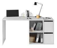 Versatile White Reversible Corner/Straight Desk with Storage and Shelves - UK Luxury Furniture