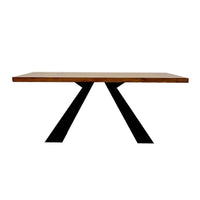 Luxurious Axel 1.8m Dining Table with Solid Wood Top and Matt Black Pedestal Base - UK Luxury Furniture
