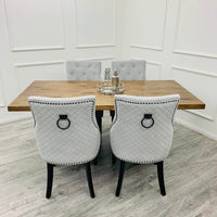 Luxurious Axel 1.8m Dining Table with Solid Wood Top and Matt Black Pedestal Base - UK Luxury Furniture