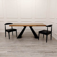 Luxurious Axel 1.8m Dining Table with Solid Wood Top and Matt Black Pedestal Base - UK Luxury Furniture