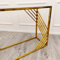 Azure Gold Console Table with Polar White Sintered Stone Top, Luxurious Design 120cm x 80cm x 40cm - UK Luxury Furniture