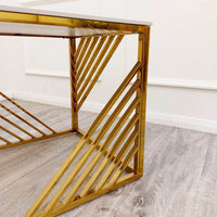 Luxury Azure Gold Lamp Table with Polar White Sintered Top - 55cm x 55cm x 55cm - UK Luxury Furniture
