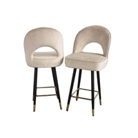Astra Leather Bar Stools with Curved Back - Scandinavian Style Black Legs & Gold Tips - UK Luxury Furniture
