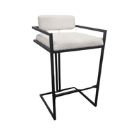 Luxurious Boucle Bar Stool With Supportive Back | 72Cm Height & Black Metal Legs - UK Luxury Furniture