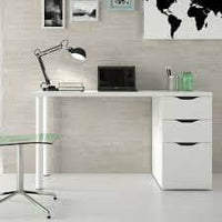 Elegant Artic White Desk with 3 Drawers and Reversible Legs - UK Luxury Furniture