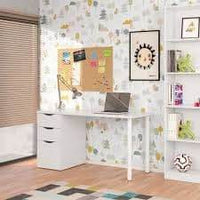 Elegant Artic White Desk with 3 Drawers and Reversible Legs - UK Luxury Furniture