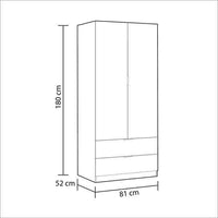 Cairo Arctic White Compact 2 Door 2 Drawer Space-Saving Wardrobe - UK Luxury Furniture