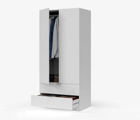Cairo Arctic White Compact 2 Door 2 Drawer Space-Saving Wardrobe - UK Luxury Furniture