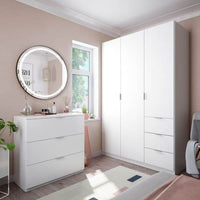 Cairo Artic White Compact 3-Door, 3-Drawer Space-Saving Wardrobe LCX353O - UK Luxury Furniture