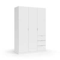 Cairo Artic White Compact 3-Door, 3-Drawer Space-Saving Wardrobe LCX353O - UK Luxury Furniture