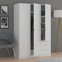 Cairo Artic White Compact 3-Door 3-Drawer Wardrobe: Space-Saving Elegance for Modern Living - UK Luxury Furniture