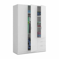 Cairo Artic White Compact 3-Door 3-Drawer Wardrobe: Space-Saving Elegance for Modern Living - UK Luxury Furniture