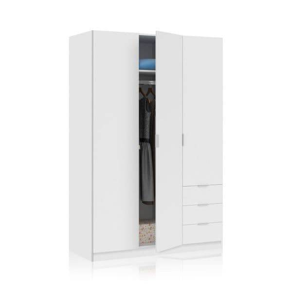 Cairo Artic White Compact 3-Door 3-Drawer Wardrobe: Space-Saving Elegance for Modern Living - UK Luxury Furniture