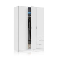 Cairo Artic White Compact 3-Door 3-Drawer Wardrobe: Space-Saving Elegance for Modern Living - UK Luxury Furniture