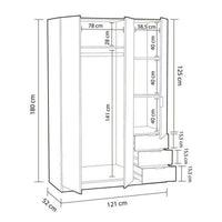 Cairo Oak Effect Compact 3 Door 3 Drawer Space-Saving Wardrobe LCX323R - UK Luxury Furniture