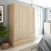Cairo Oak Effect Compact 3 Door 4 Drawer Space-Saving 135cm Wardrobe LCX453F - 3206 - UK Luxury Furniture