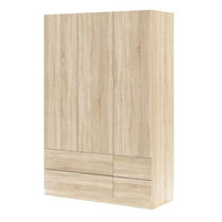 Cairo Oak Effect Compact 3 Door 4 Drawer Space-Saving 135cm Wardrobe LCX453F - 3206 - UK Luxury Furniture
