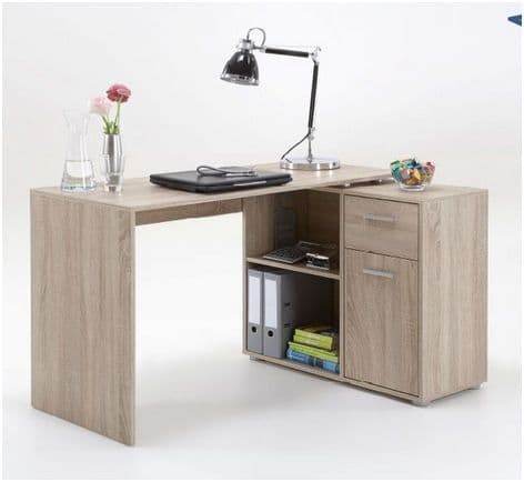 Carin Corner Flexi Desk: Versatile Oak Effect, Reversible Home Office Workstation - UK Luxury Furniture