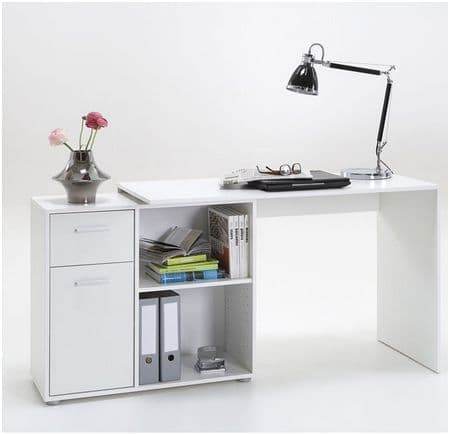 Carin Corner Flexi Desk: Versatile White Office Desk with Storage for Modern Homes - UK Luxury Furniture