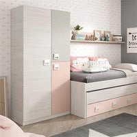 Carlos Grey and Pink 3-Door Wardrobe: Slim, Contemporary Storage Solution - UK Luxury Furniture