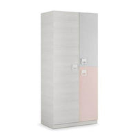 Carlos Grey and Pink 3-Door Wardrobe: Slim, Contemporary Storage Solution - UK Luxury Furniture