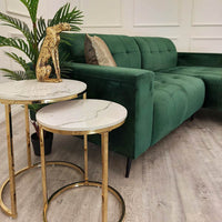 Cato Tall Gold Nest Tables - Set of 2 with Polar White Sintered Stone Tops - UK Luxury Furniture