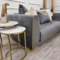 Cato Tall Gold Nest Tables - Set of 2 with Polar White Sintered Stone Tops - UK Luxury Furniture