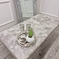 Arial Luxury Coffee Table - 130cm Sintered Stone, Marble or Glass Top with Polished Stainless Steel Base - UK Luxury Furniture