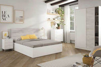 Columbus Arctic White and White Oak Effect Small Narrow Sliding 2 Door Wardrobe - UK Luxury Furniture