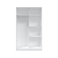 Columbus Arctic White and White Oak Effect Small Narrow Sliding 2 Door Wardrobe - UK Luxury Furniture