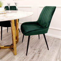 Dido Velvet Dining Chair - Scandinavian Design with Line Stitch Detail in Multiple Colours - UK Luxury Furniture