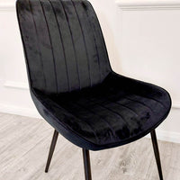 Dido Velvet Dining Chair - Scandinavian Design with Line Stitch Detail in Multiple Colours - UK Luxury Furniture