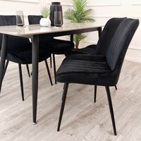 Dido Velvet Dining Chair - Scandinavian Design with Line Stitch Detail in Multiple Colours - UK Luxury Furniture