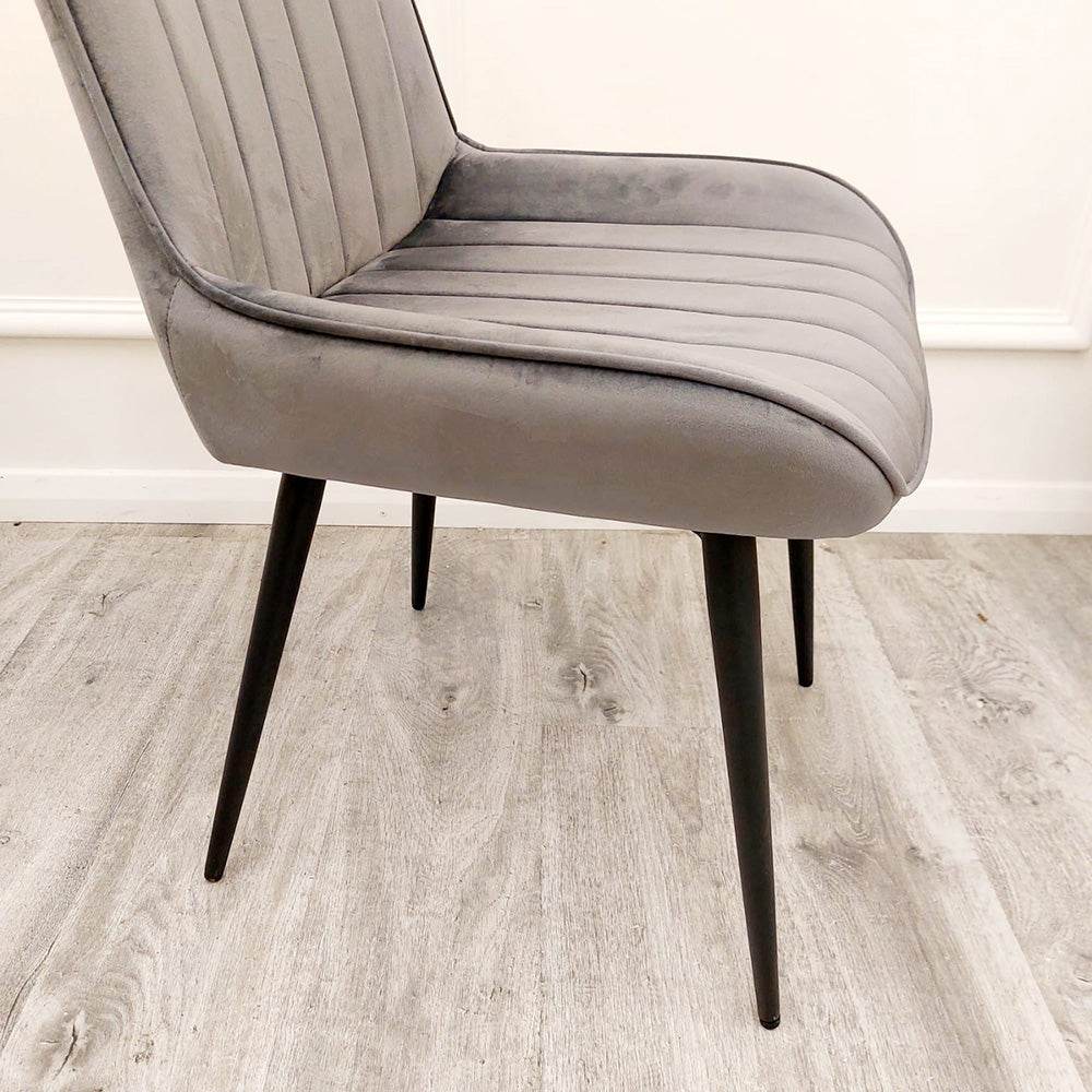 Dido Velvet Dining Chair - Scandinavian Design with Line Stitch Detail in Multiple Colours - UK Luxury Furniture