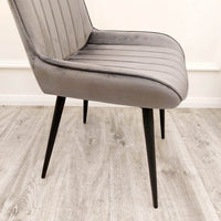 Dido Velvet Dining Chair - Scandinavian Design with Line Stitch Detail in Multiple Colours - UK Luxury Furniture