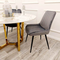 Dido Velvet Dining Chair - Scandinavian Design with Line Stitch Detail in Multiple Colours - UK Luxury Furniture