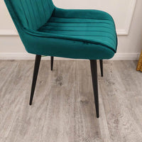 Dido Velvet Dining Chair - Scandinavian Design with Line Stitch Detail in Multiple Colours - UK Luxury Furniture