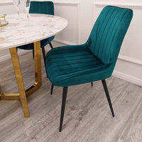 Dido Velvet Dining Chair - Scandinavian Design with Line Stitch Detail in Multiple Colours - UK Luxury Furniture