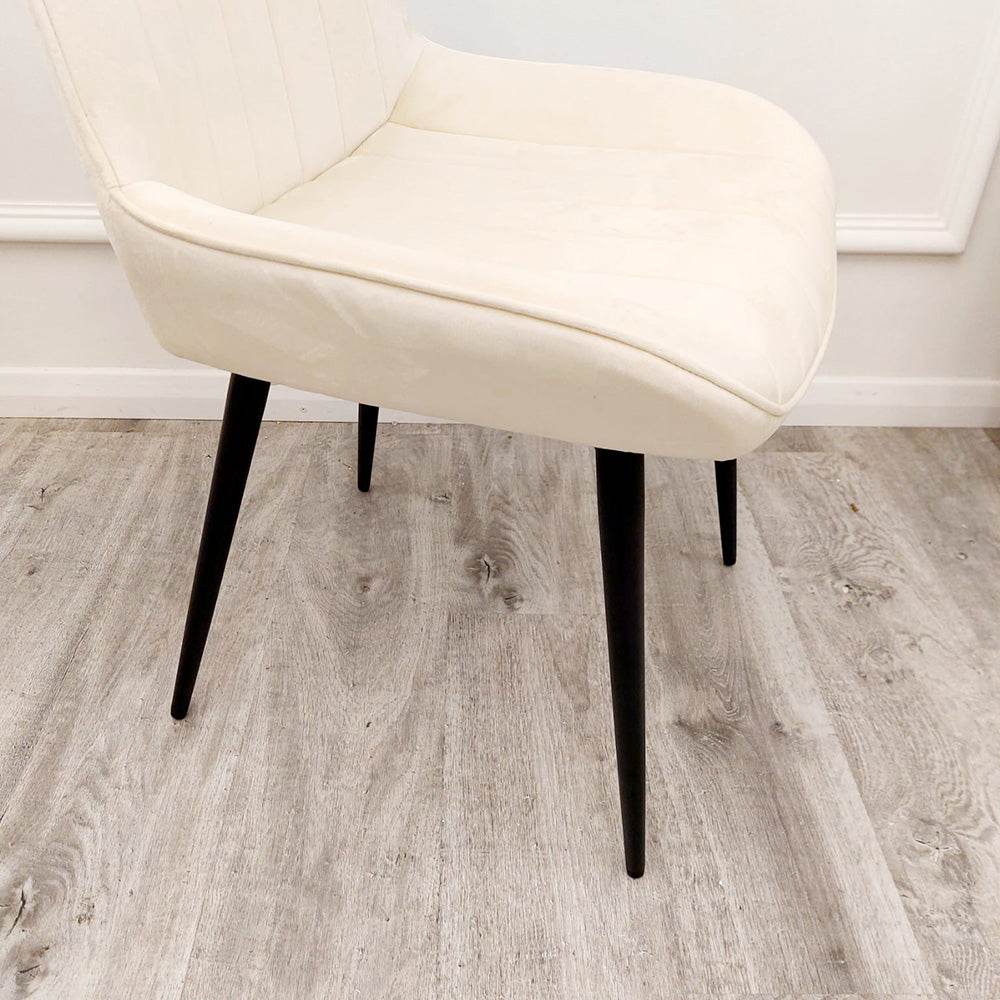 Dido Velvet Dining Chair - Scandinavian Design with Line Stitch Detail in Multiple Colours - UK Luxury Furniture