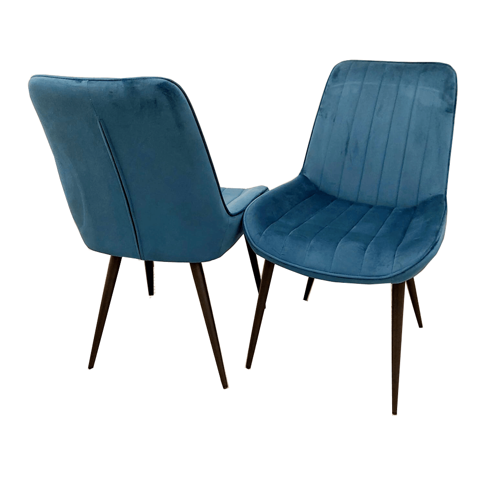 Dido Velvet Dining Chair - Scandinavian Design with Line Stitch Detail in Multiple Colours - UK Luxury Furniture