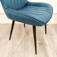 Dido Velvet Dining Chair - Scandinavian Design with Line Stitch Detail in Multiple Colours - UK Luxury Furniture