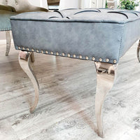 Luxurious Louis Dining Bench in Velvet or Faux Leather - Space Saving Design with Chrome Legs - UK Luxury Furniture