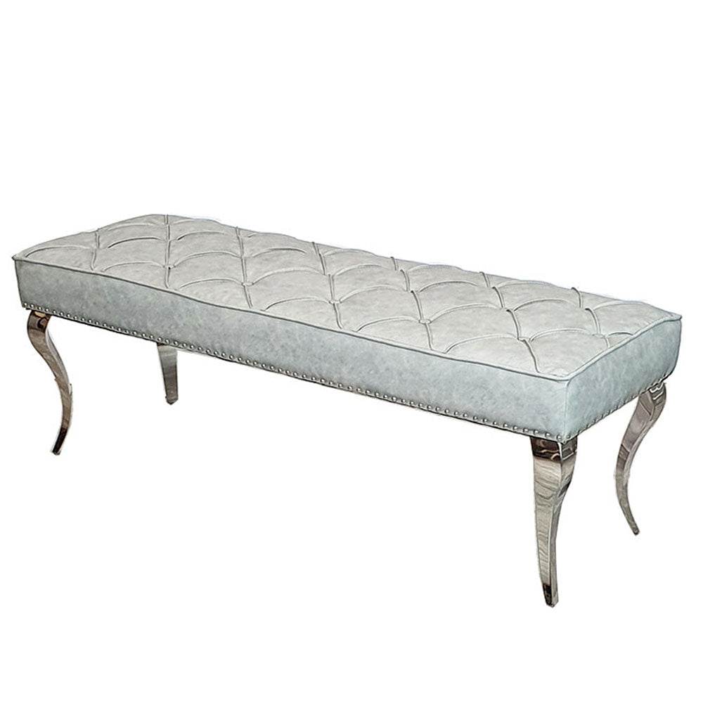 Luxurious Louis Dining Bench in Velvet or Faux Leather - Space Saving Design with Chrome Legs - UK Luxury Furniture