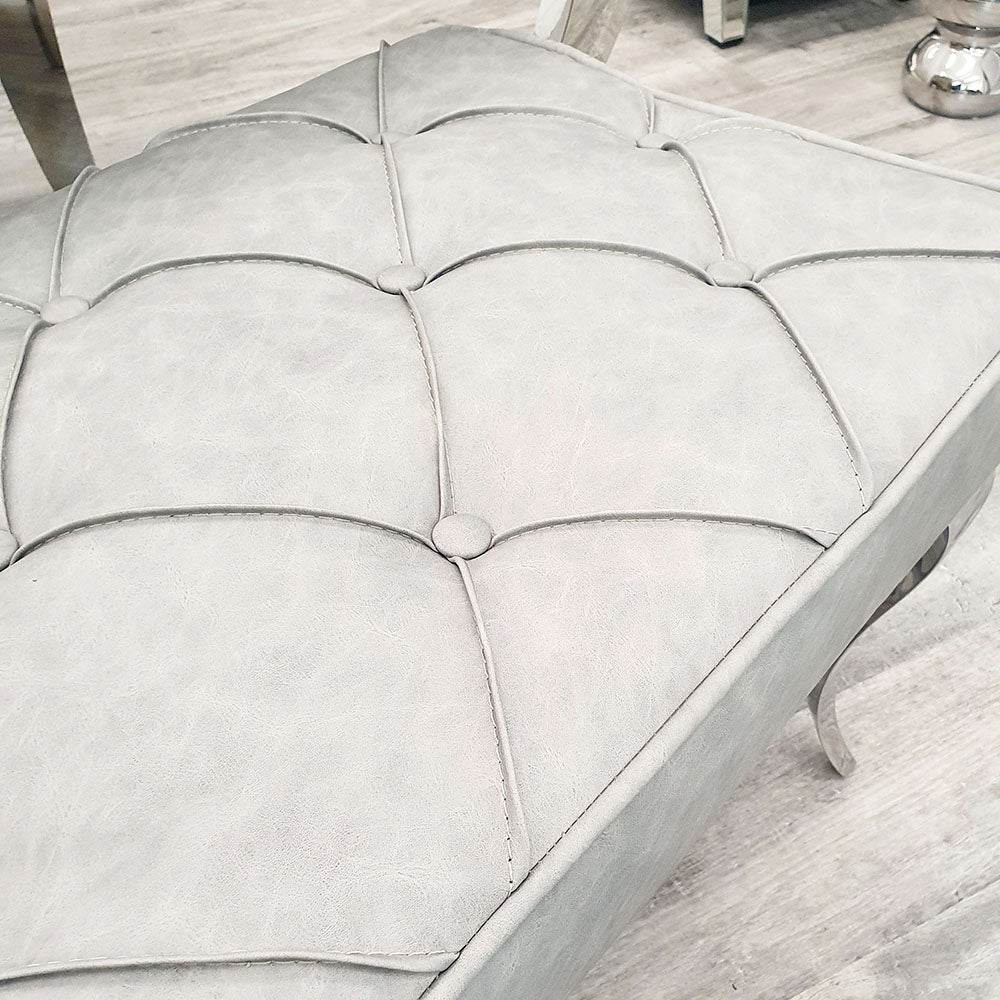 Luxurious Louis Dining Bench in Velvet or Faux Leather - Space Saving Design with Chrome Legs - UK Luxury Furniture